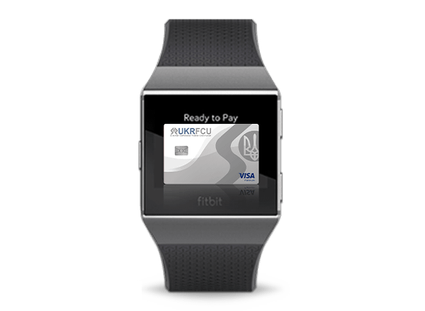 UKRFCU Visa Credit Card on a fitbit watch device digital ewallet