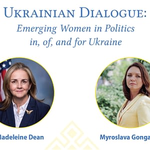 Ukrianian Dialogue graphic - emerging woman in politics in, of, and for Ukraine